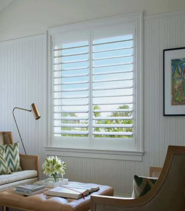 plantation shutters Melbourne white PVC louvres bedroom light control installed