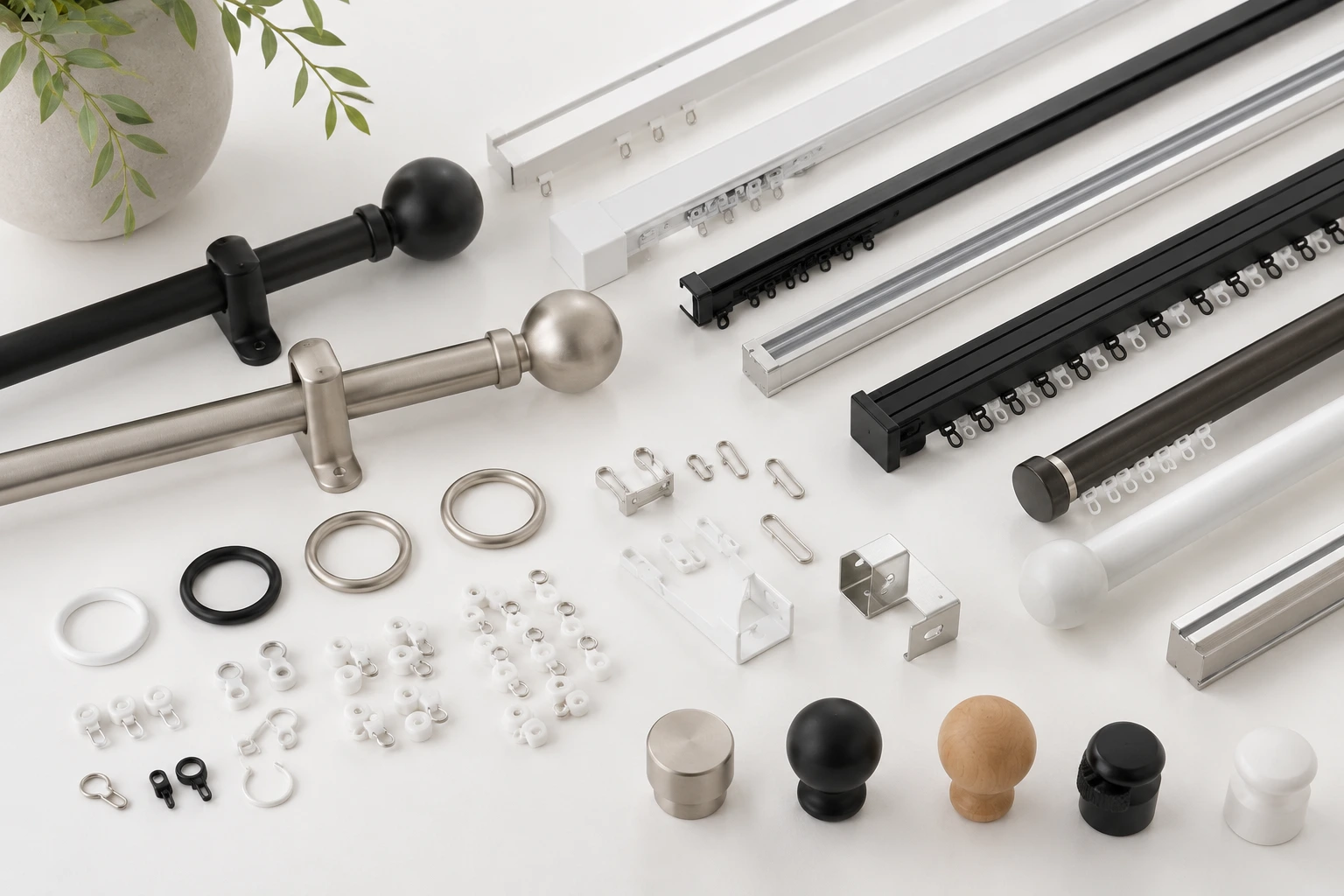 Range of curtain tracks, rods, runners and accessories available at Skyline Shades Melbourne