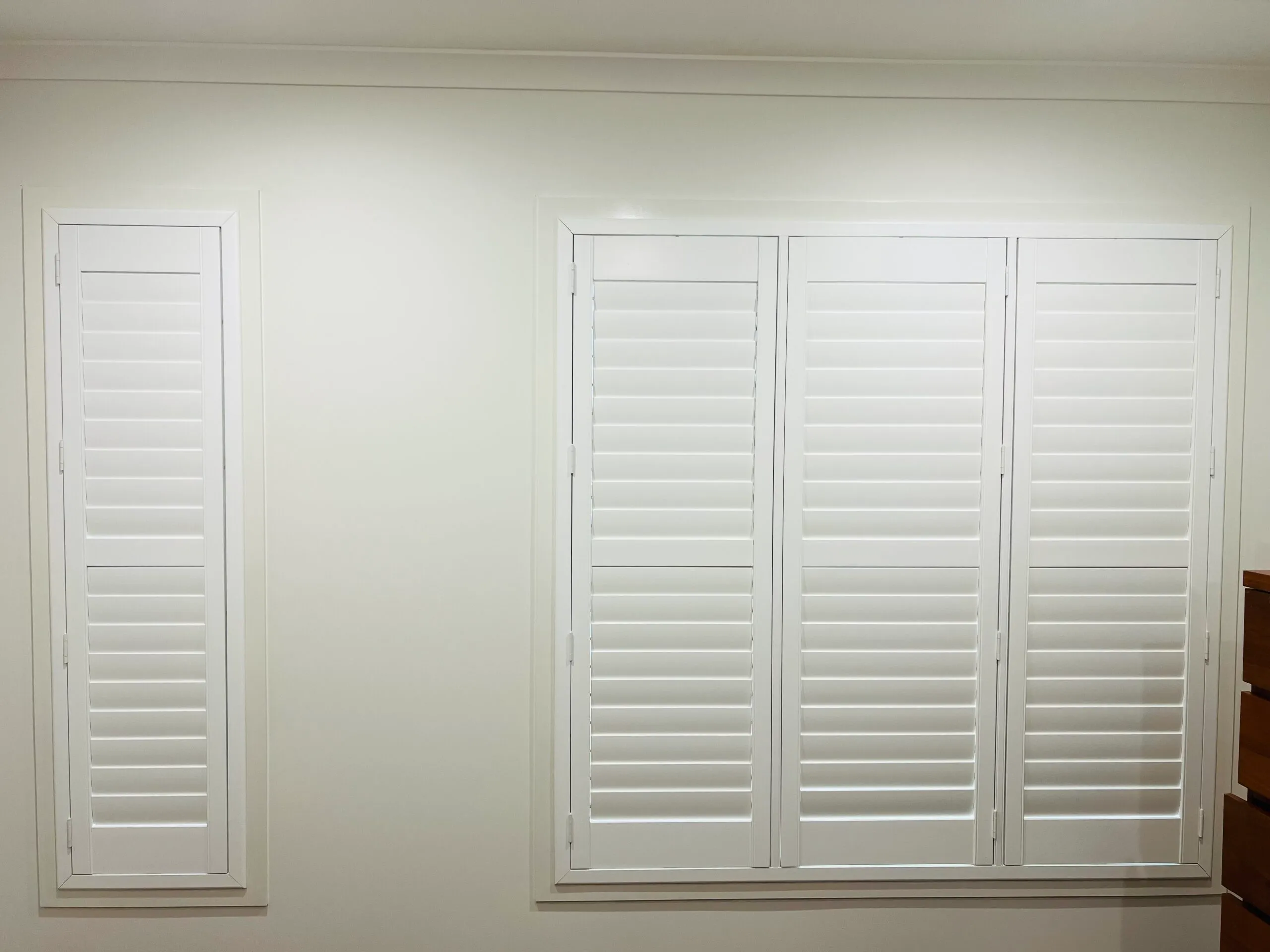 custom plantation shutters Melbourne floor to ceiling living area
