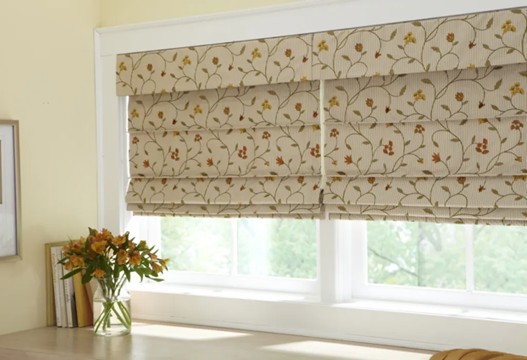 custom roman blinds Melbourne bedroom soft fold warm linen